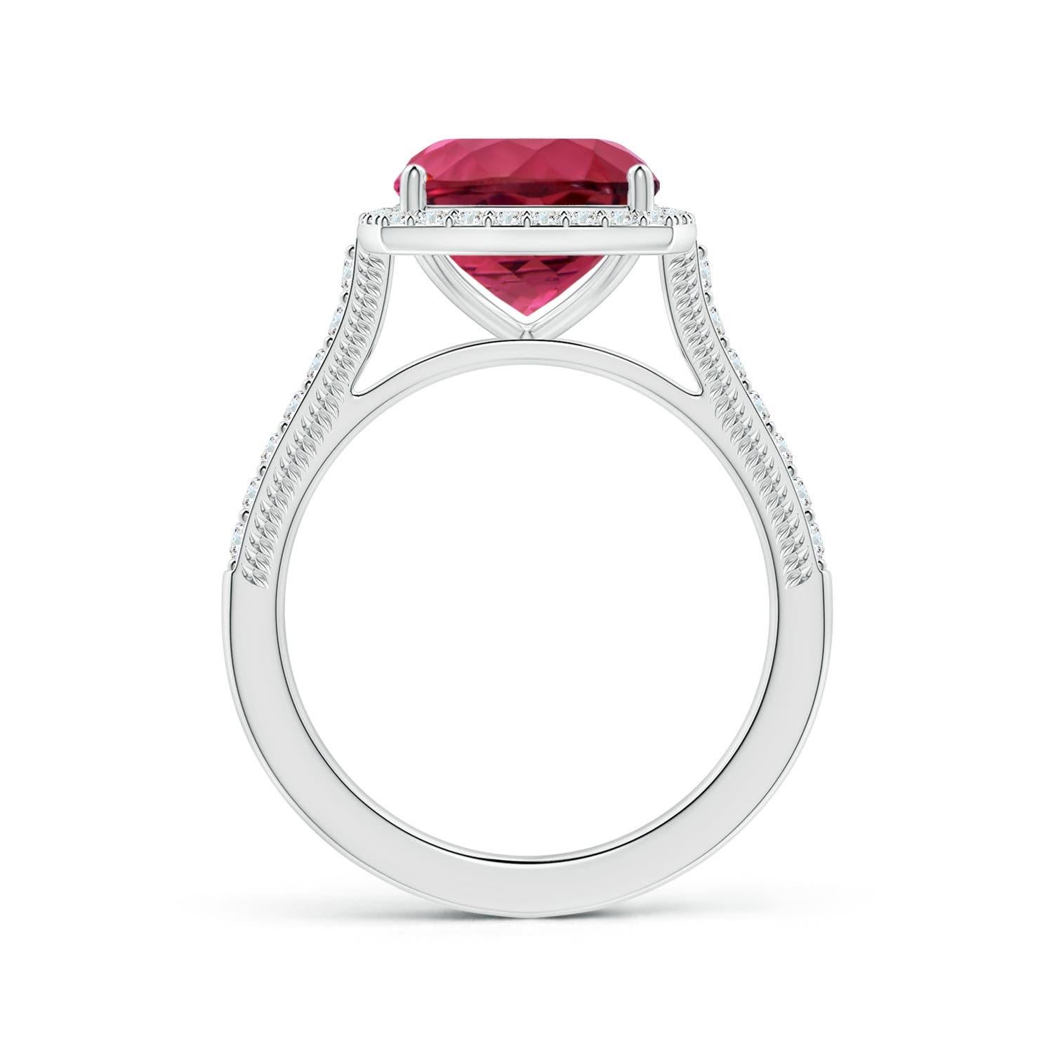ANGARA GIA Certified Natural Pink Tourmaline Halo Ring in Platinum 2