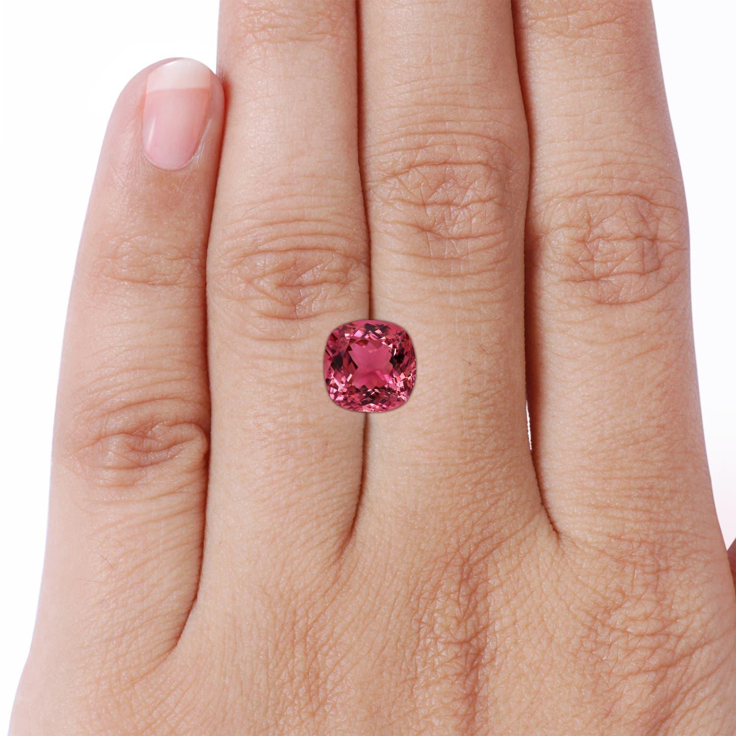 ANGARA GIA Certified Natural Pink Tourmaline Halo Ring in Platinum 7