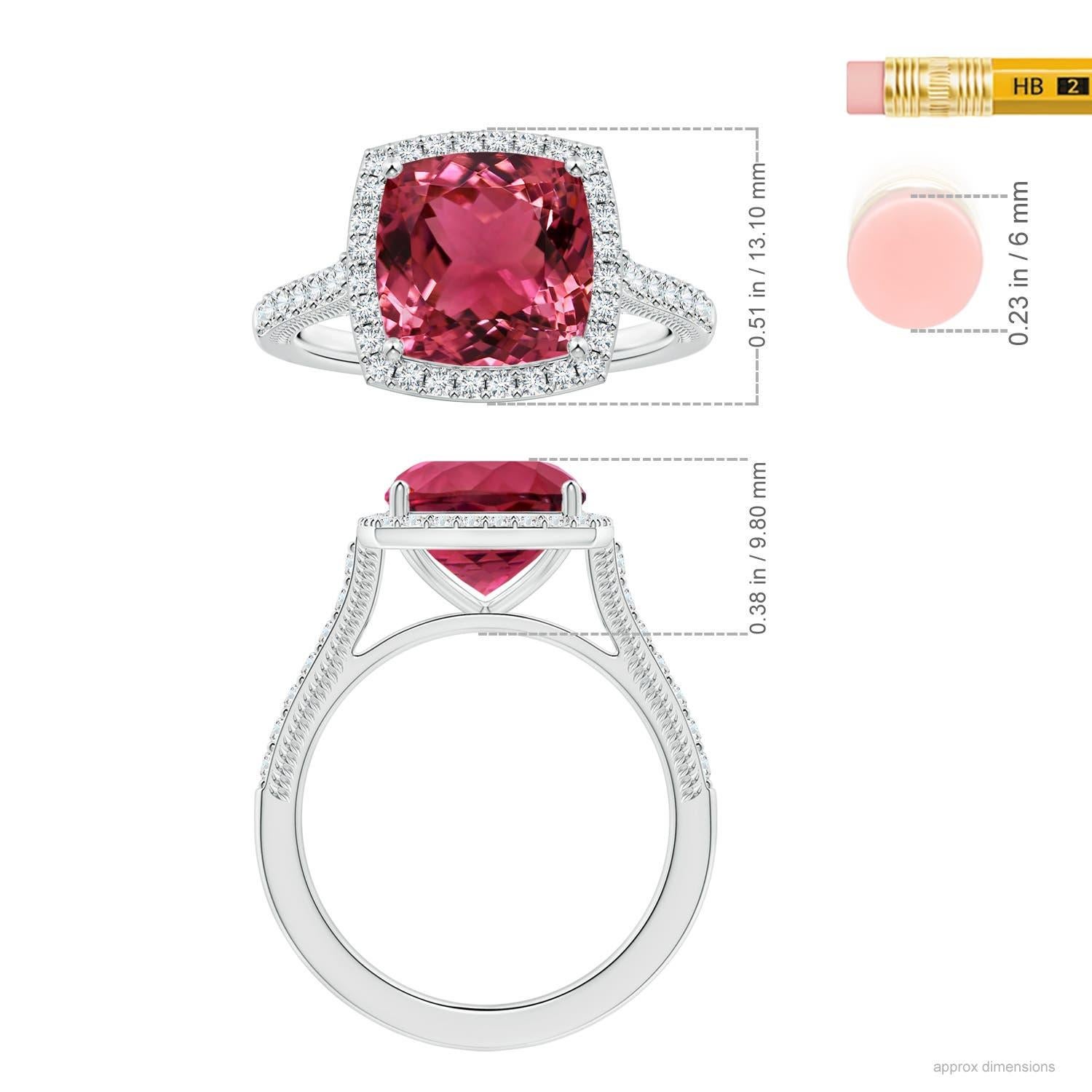 ANGARA GIA Certified Natural Pink Tourmaline Halo Ring in White Gold 5