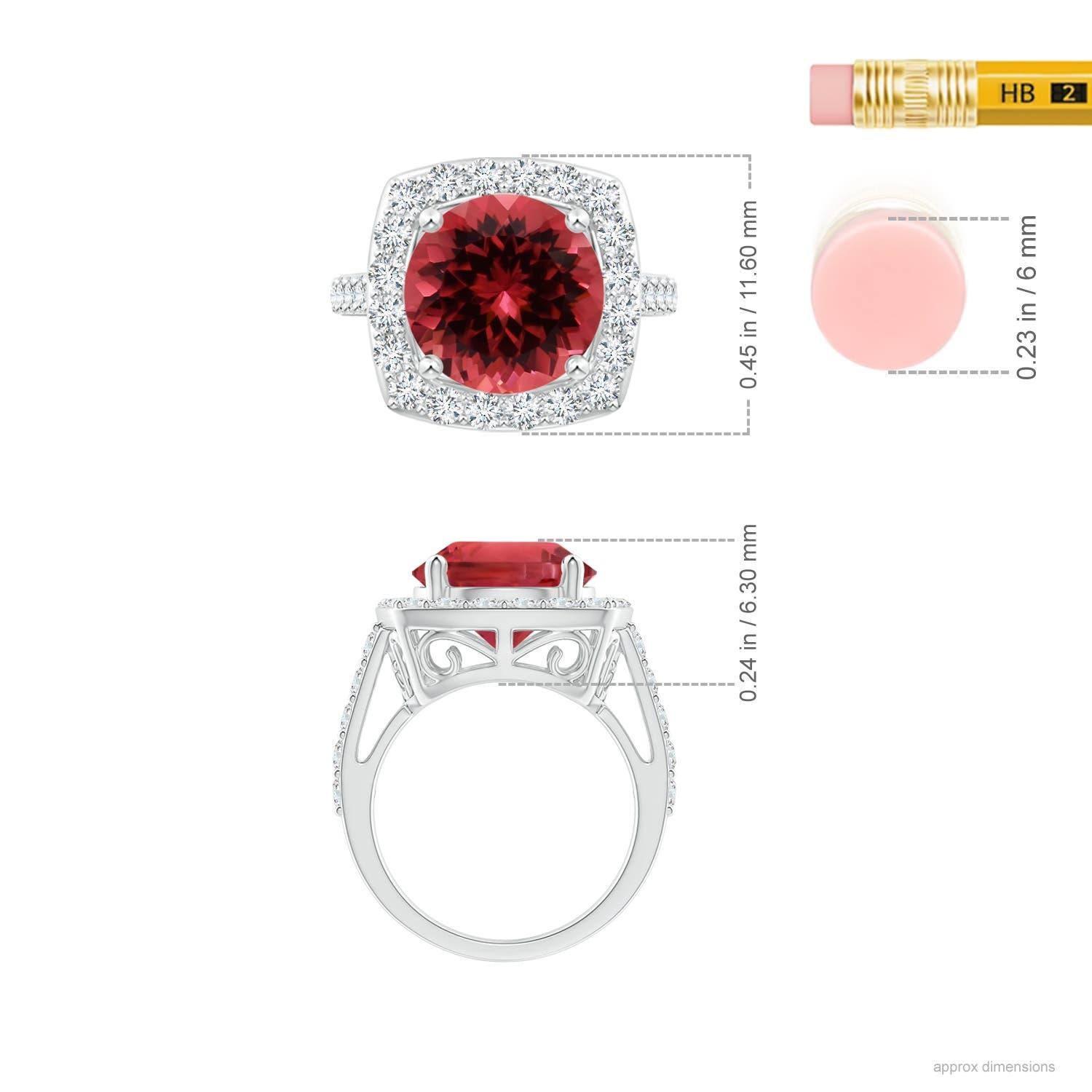 For Sale:  ANGARA GIA Certified Natural 2.15ct Pink Tourmaline Halo Ring in Platinum 3