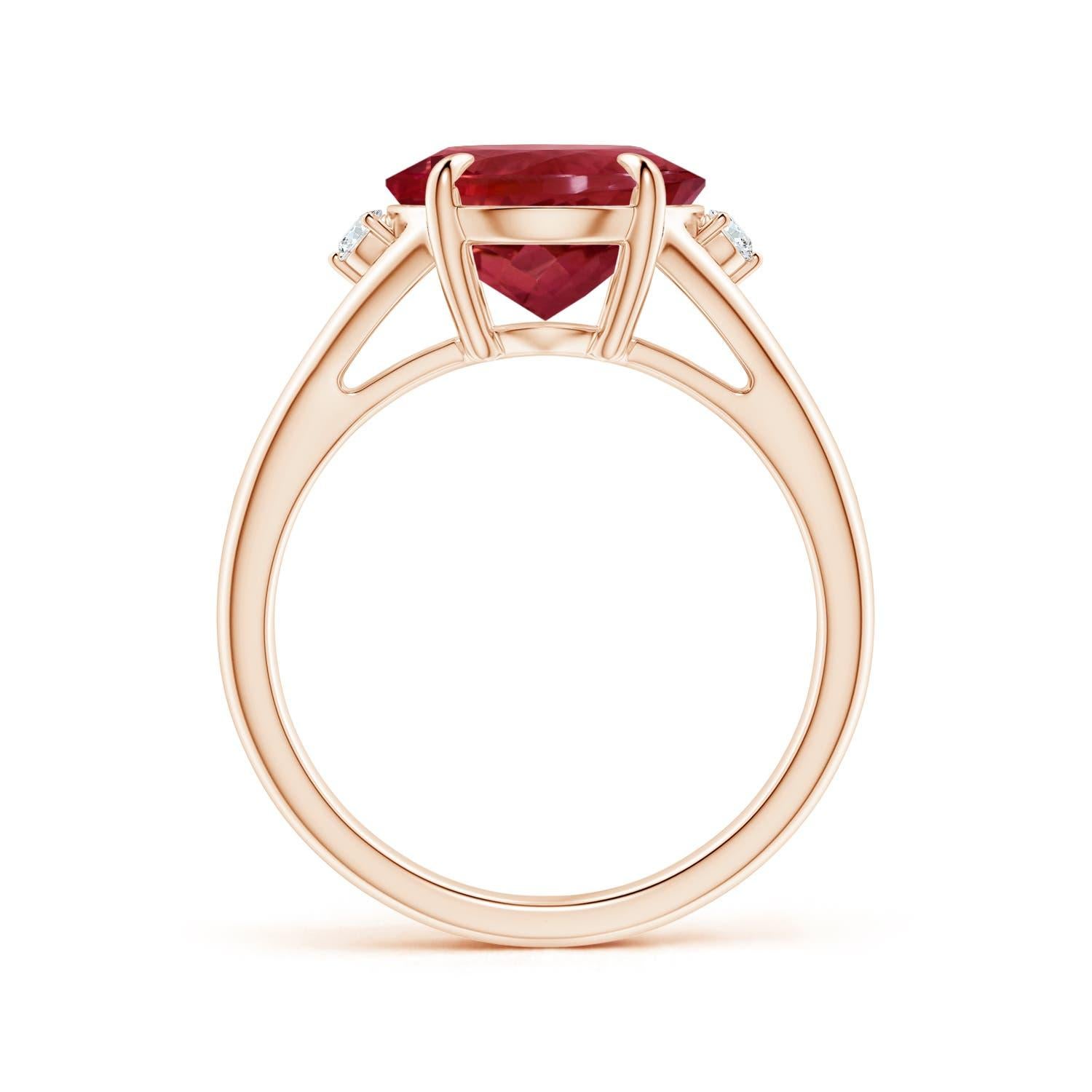 For Sale:  ANGARA GIA Certified Natural Pink Tourmaline Ring in Rose Gold with Diamond 2