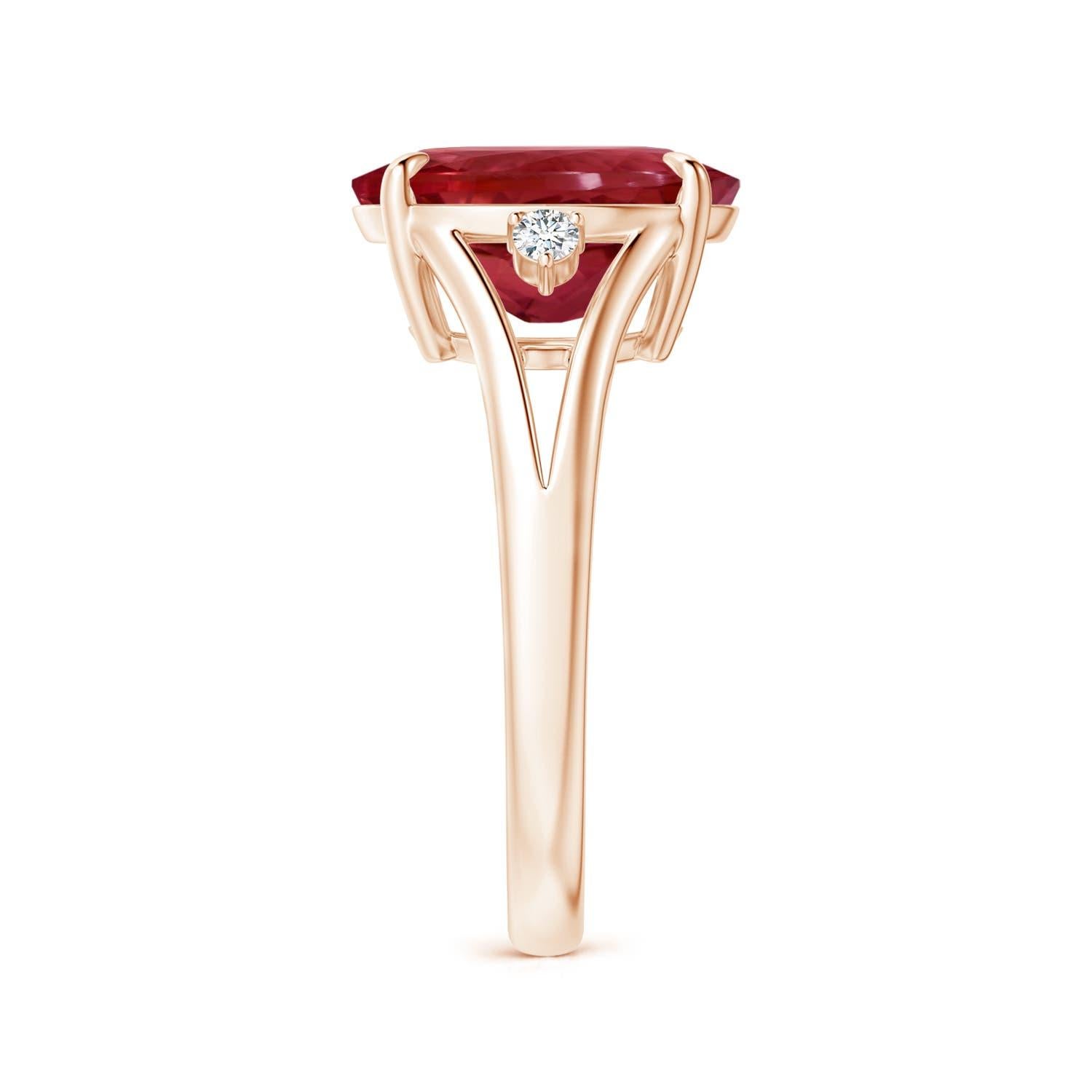 For Sale:  ANGARA GIA Certified Natural Pink Tourmaline Ring in Rose Gold with Diamond 4