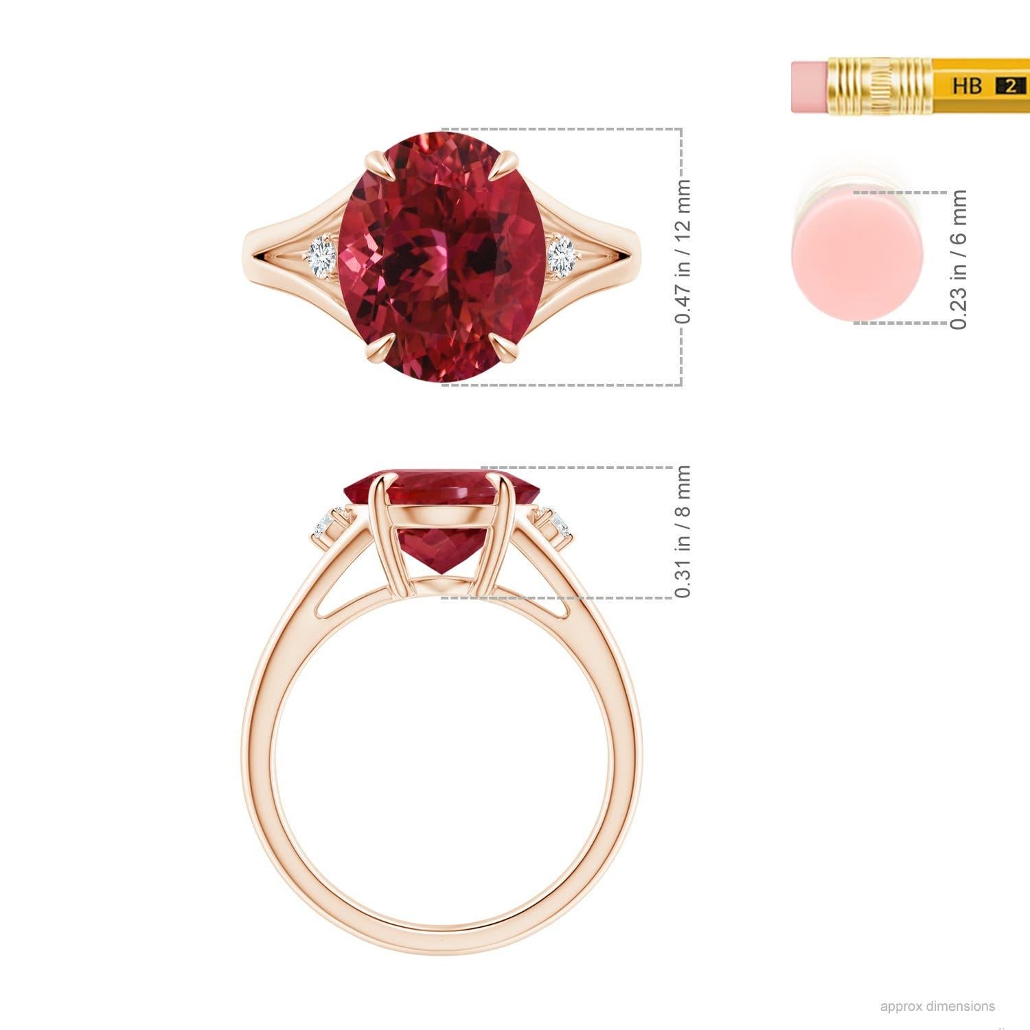 For Sale:  ANGARA GIA Certified Natural Pink Tourmaline Ring in Rose Gold with Diamond 5