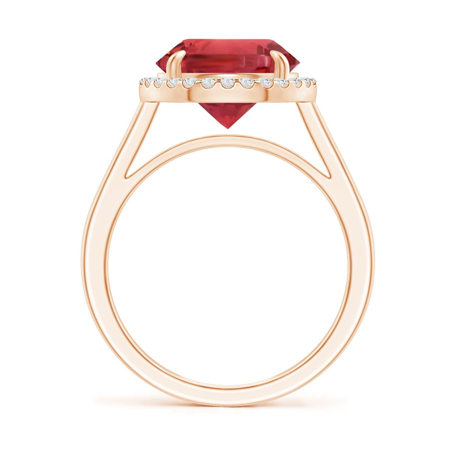 For Sale:  GIA Certified Natural Pink Tourmaline Ring in Rose Gold with Diamond Halo 2