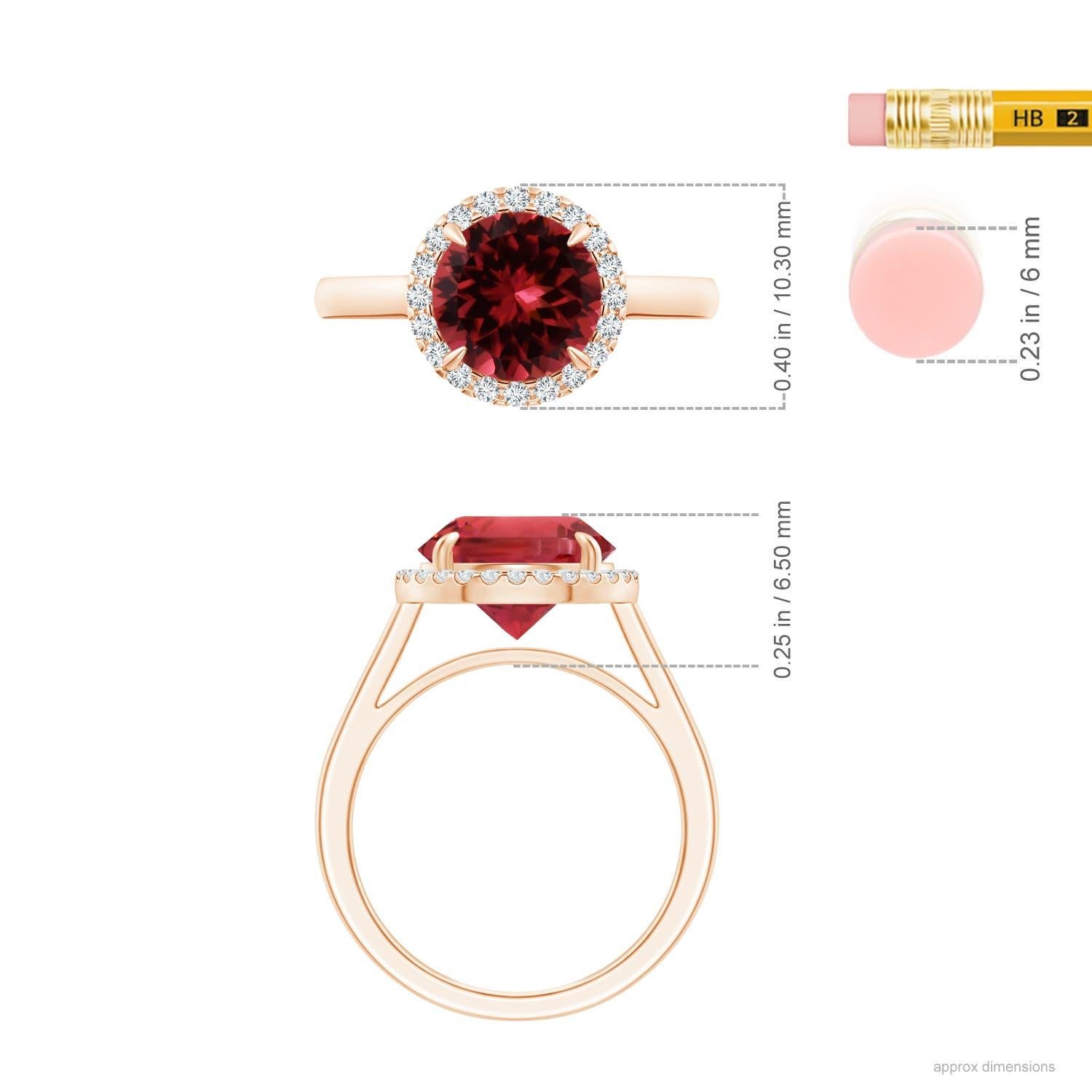 For Sale:  GIA Certified Natural Pink Tourmaline Ring in Rose Gold with Diamond Halo 4