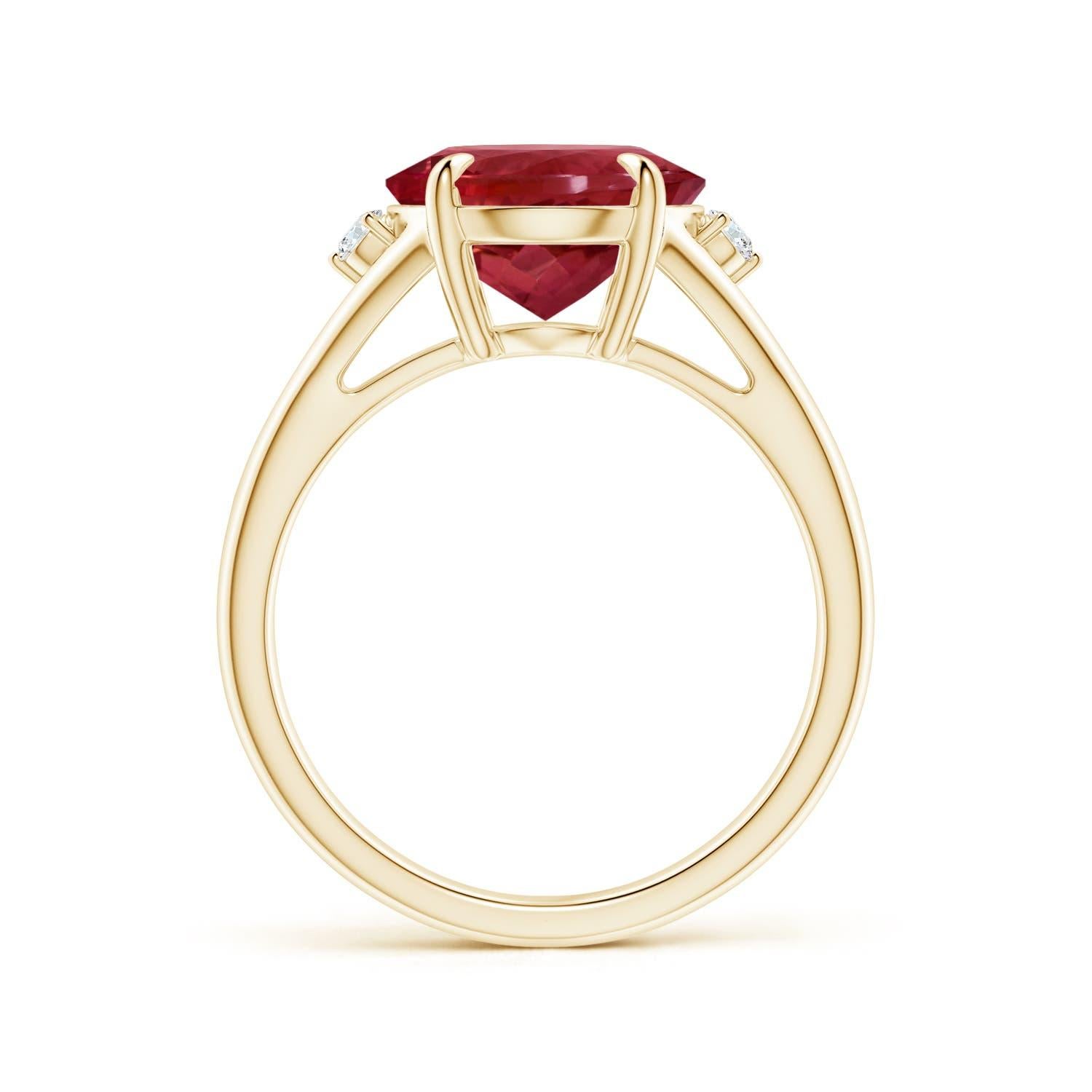 ANGARA GIA Certified Natural Pink Tourmaline Ring in Yellow Gold with Diamond 2