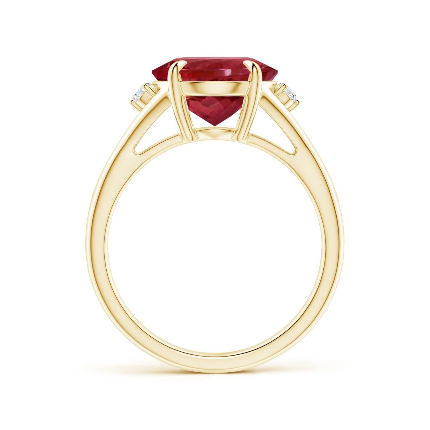 For Sale:  ANGARA GIA Certified Natural Pink Tourmaline Ring in Yellow Gold with Diamond 2