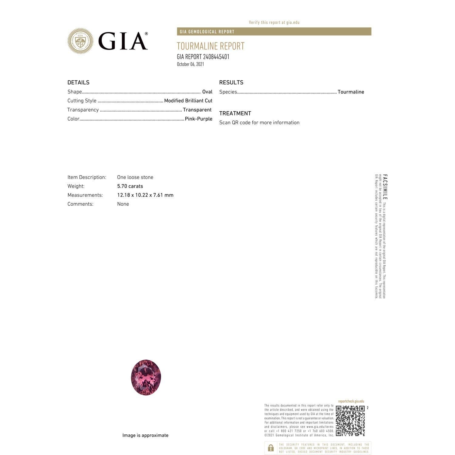 ANGARA GIA Certified Natural Pink Tourmaline Ring in Yellow Gold with Diamond 3