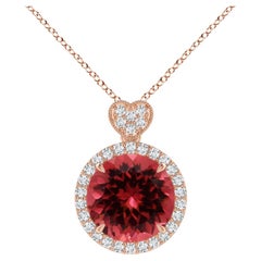 GIA-zertifizierter natrlicher rosa Turmalin-Rosgold-Anhnger mit Diamanten