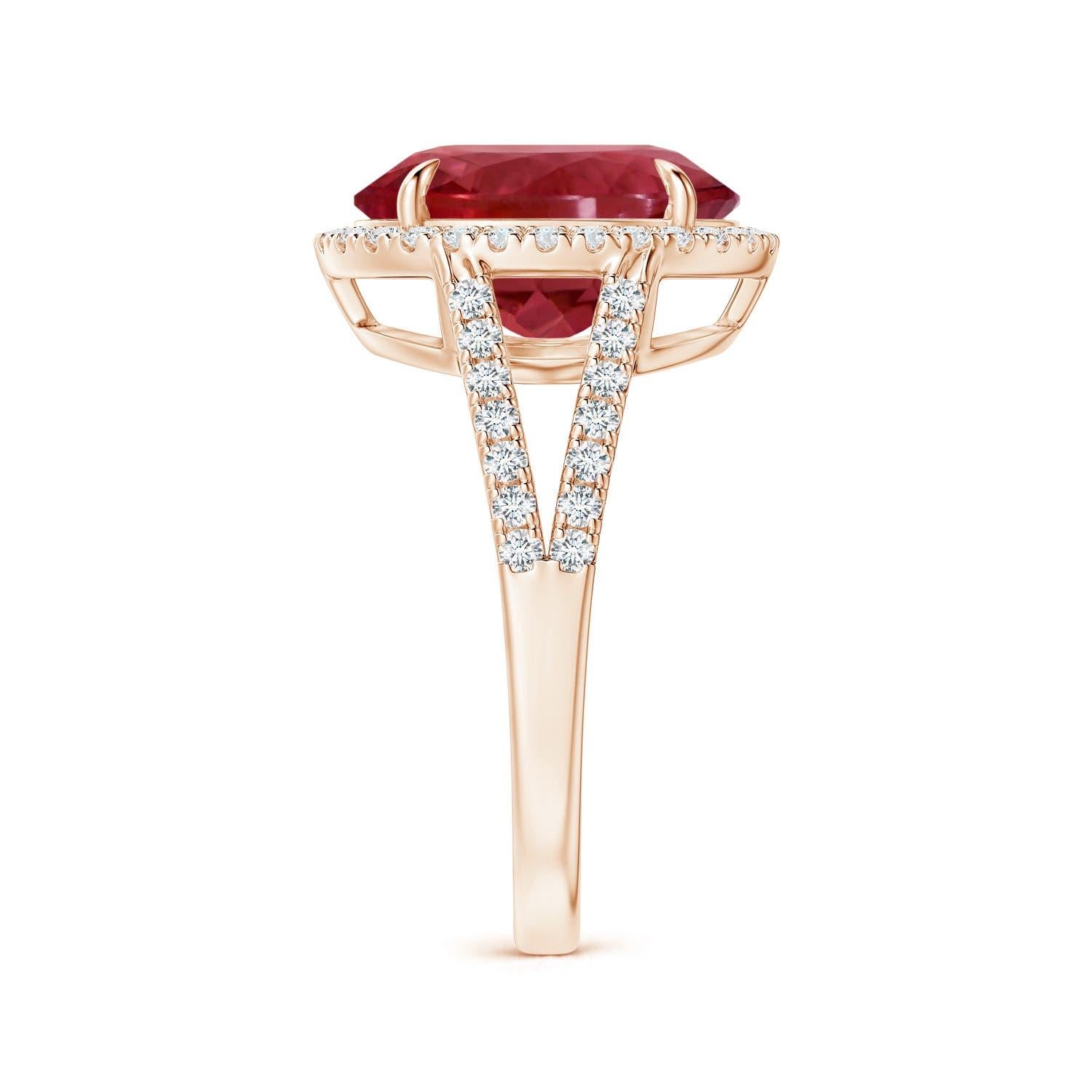 For Sale:  Angara Gia Certified Natural Pink Tourmaline Rose Gold Ring with Halo 4