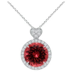 GIA Certified Natural Pink Tourmaline White Gold Pendant with Diamonds