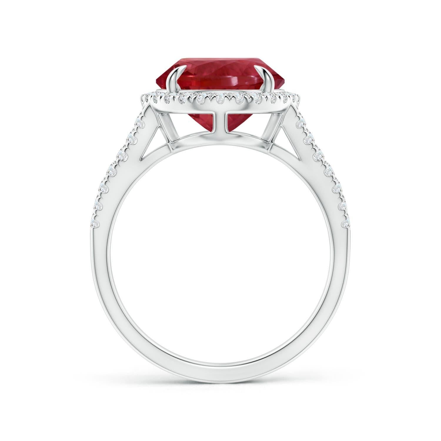 En vente :  ANGARA Bague en or blanc avec tourmaline rose naturelle certifiée par le GIA et halo  2