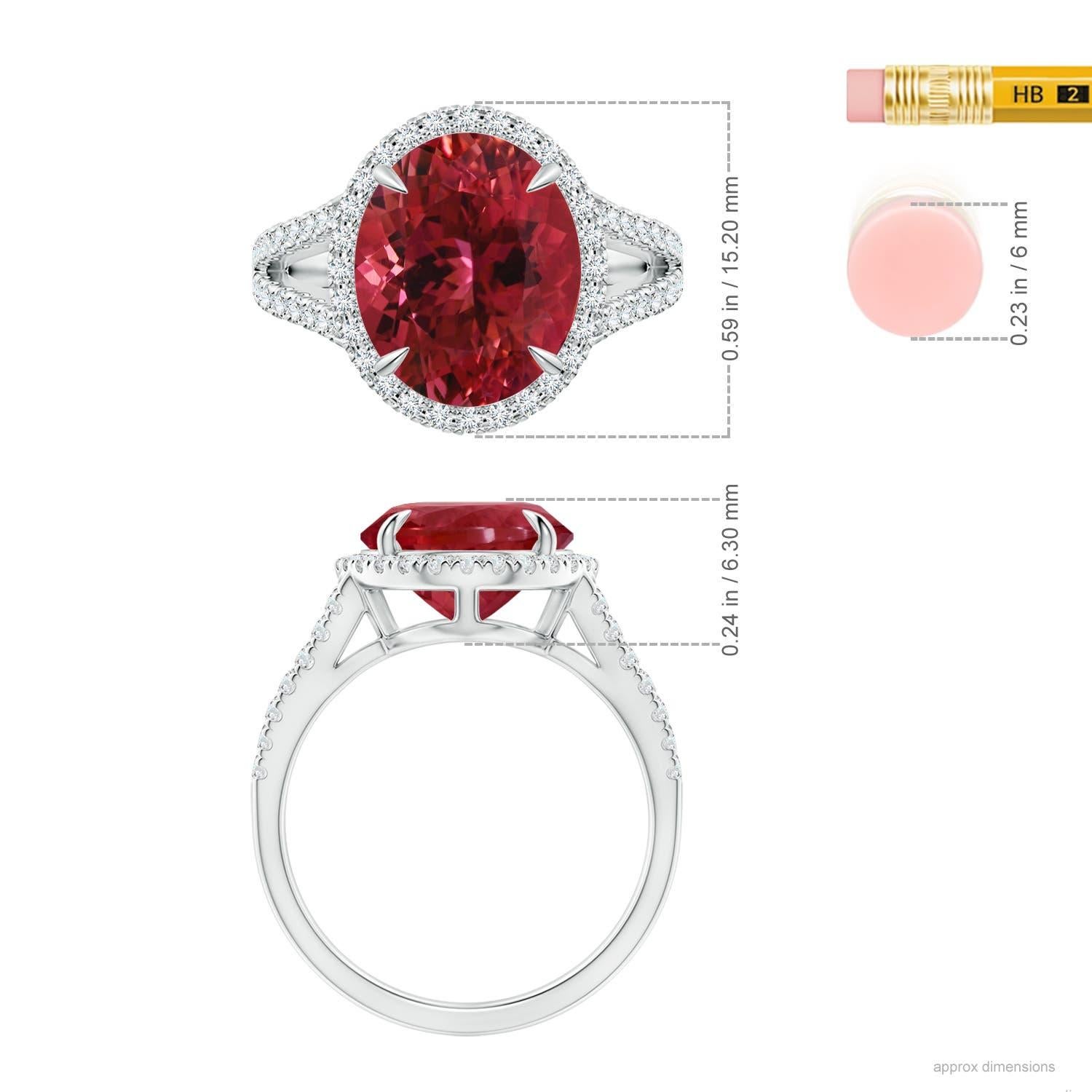 Im Angebot: ANGARA GIA-zertifizierter Ring aus Weißgold mit natürlichem rosa Turmalin und Halo  () 5