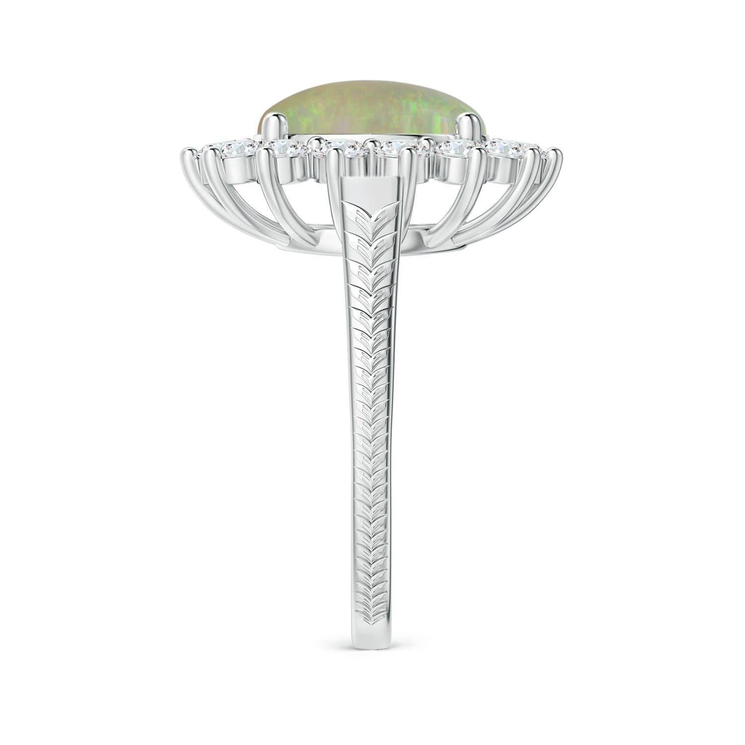 Angara GIA Certified Natural Princess Diana Inspired Opal Halo Ring in Platinum 4