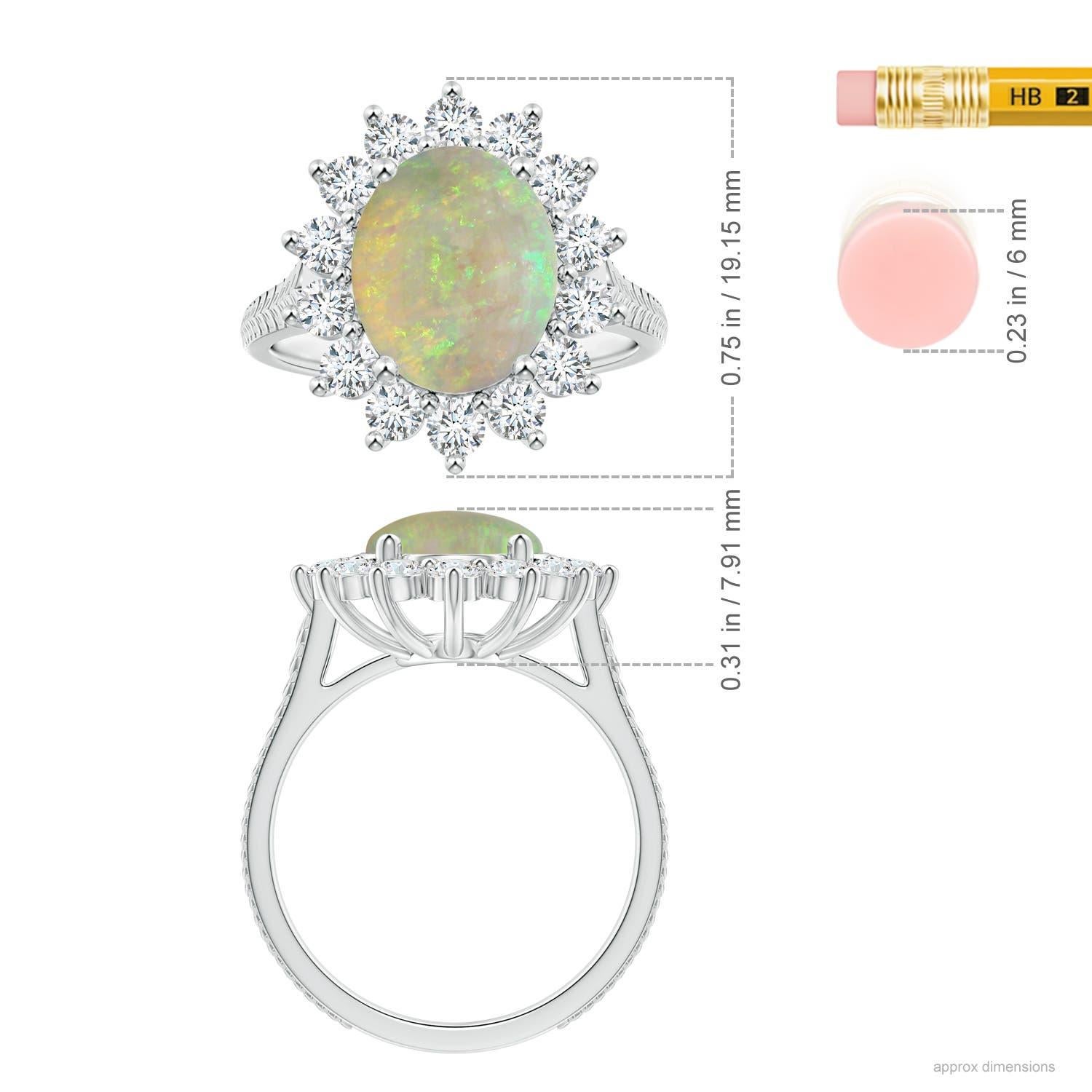 Angara GIA Certified Natural Princess Diana Inspired Opal Halo Ring in Platinum 5