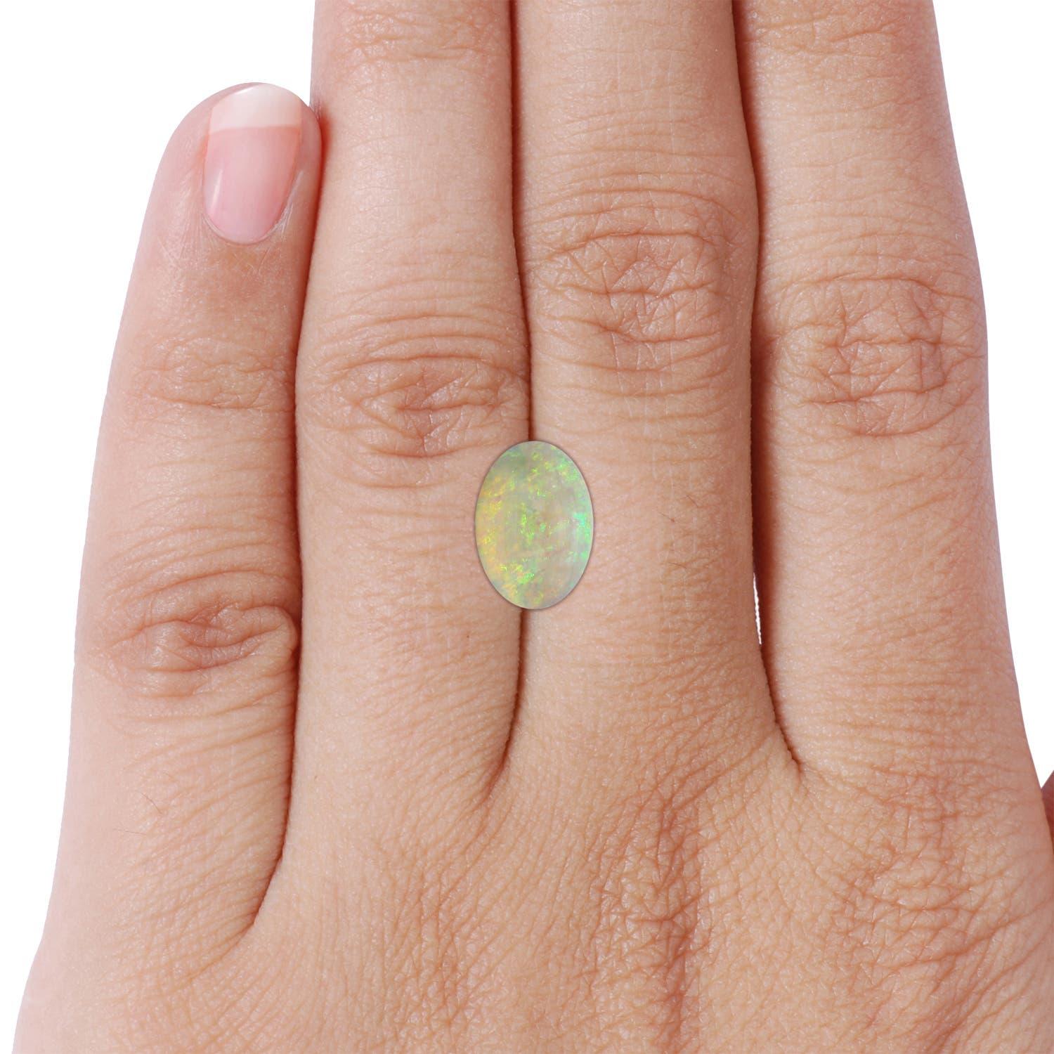 Angara GIA Certified Natural Princess Diana Inspired Opal Halo Ring in Platinum 7