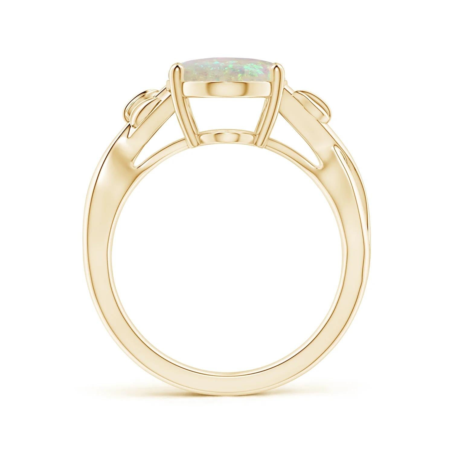 GIA-zertifizierter ovaler Opal Solitär-Ring aus Gelbgold mit natürlichem Zackenschliff () 2