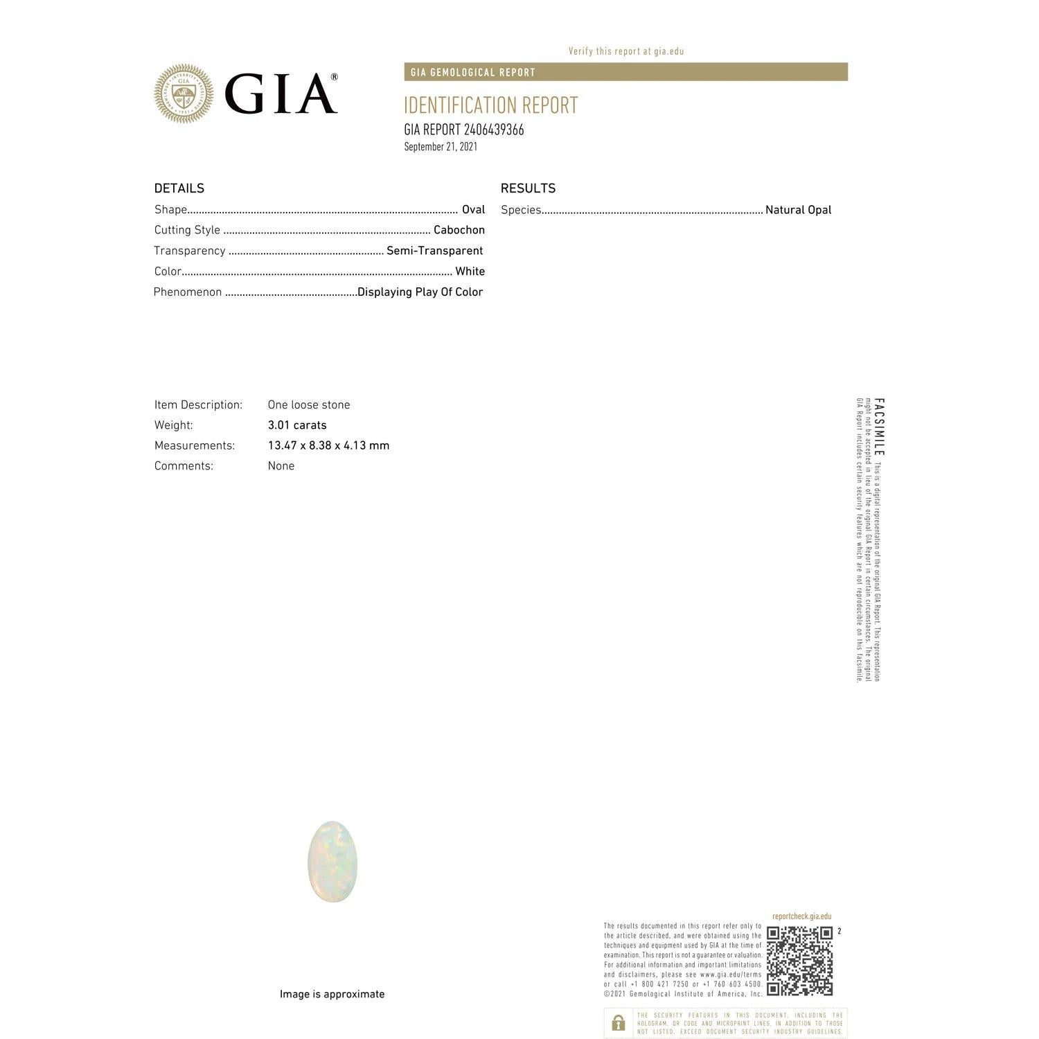 GIA-zertifizierter ovaler Opal Solitär-Ring aus Gelbgold mit natürlichem Zackenschliff () 3