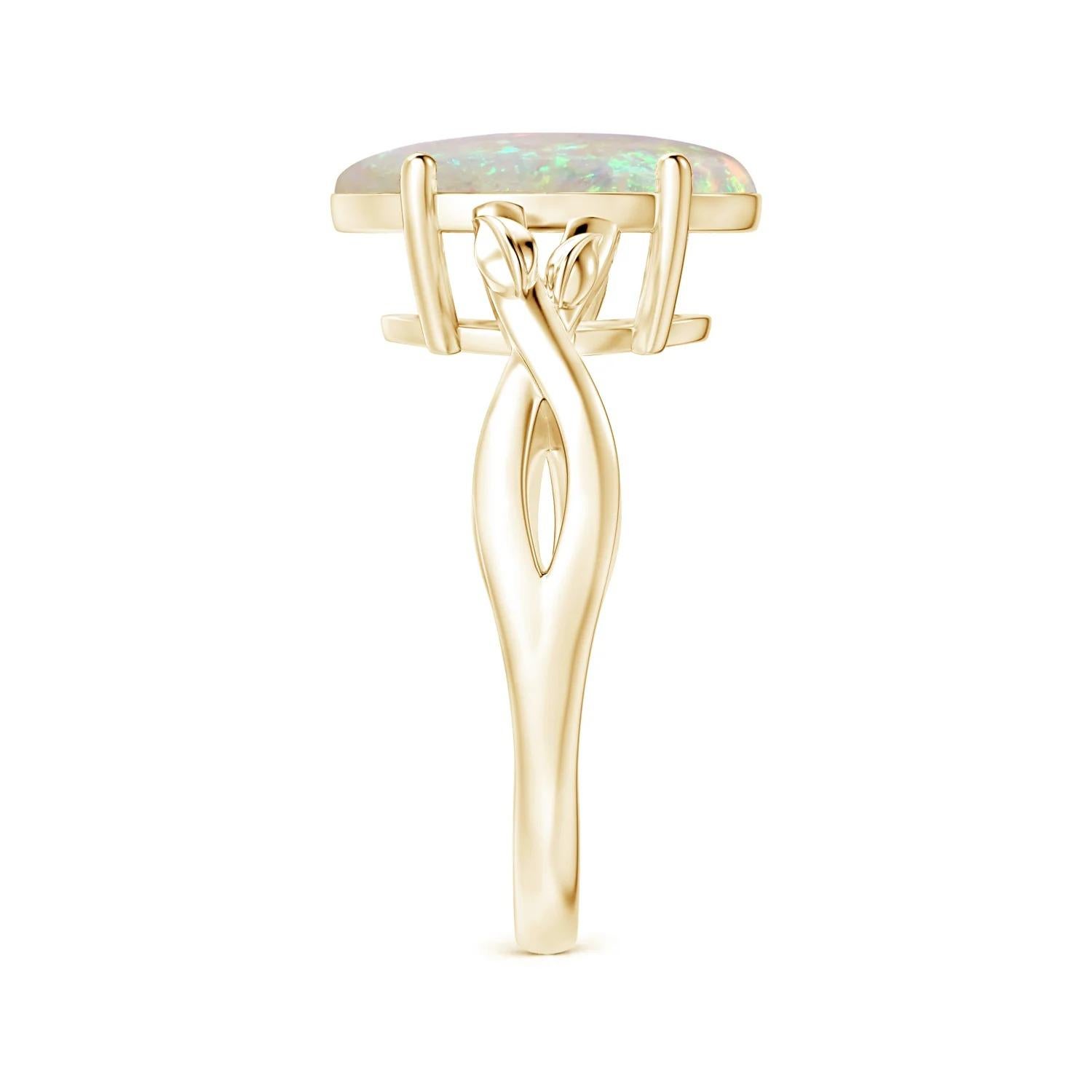 GIA-zertifizierter ovaler Opal Solitär-Ring aus Gelbgold mit natürlichem Zackenschliff () 4