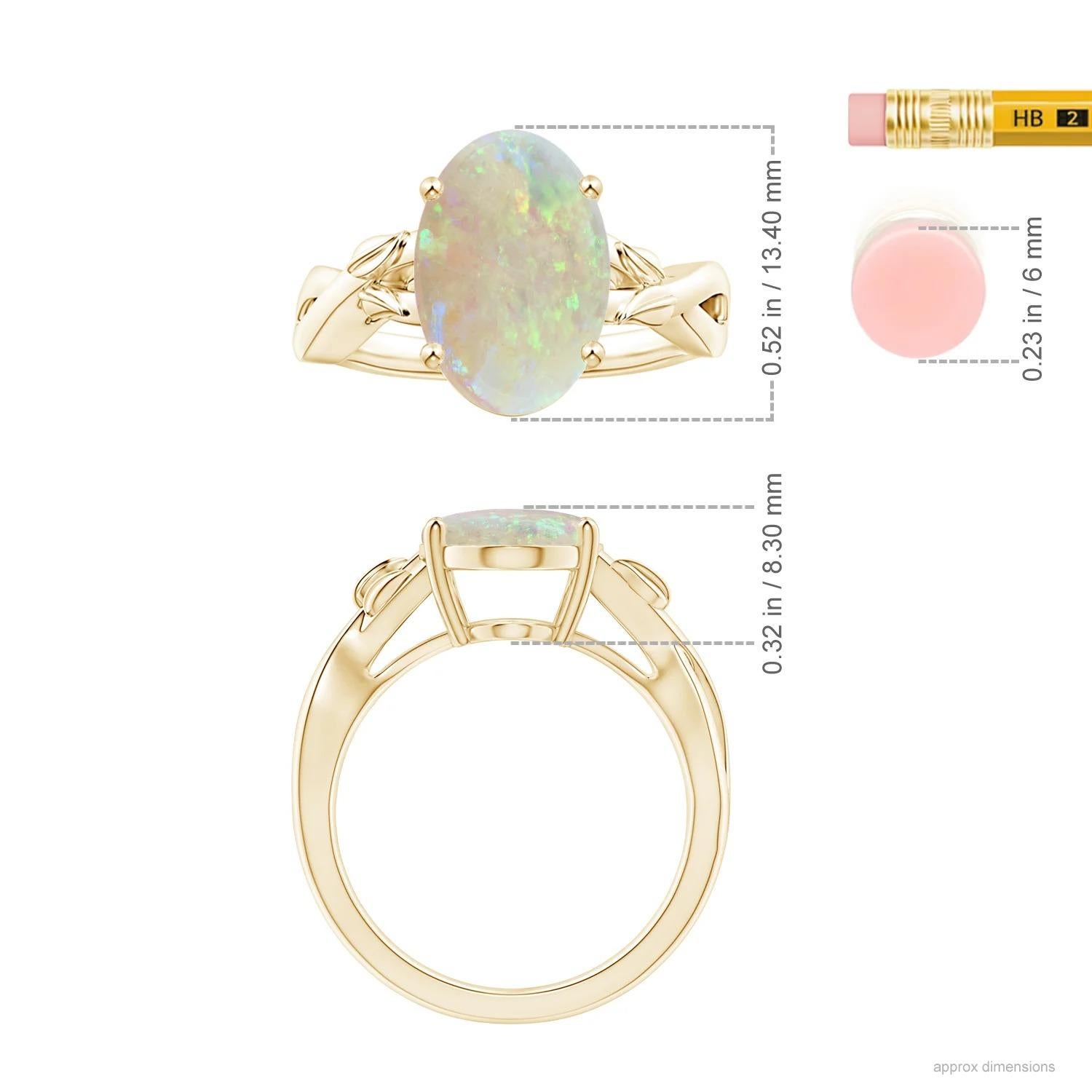 GIA-zertifizierter ovaler Opal Solitär-Ring aus Gelbgold mit natürlichem Zackenschliff () 5