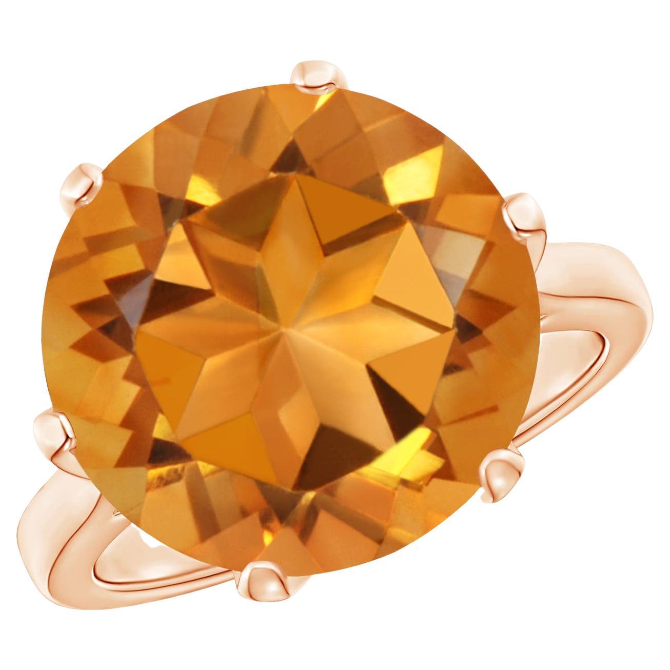 Angara GIA Certified Natural Prong-Set Round Citrine Cocktail Ring in Rose Gold