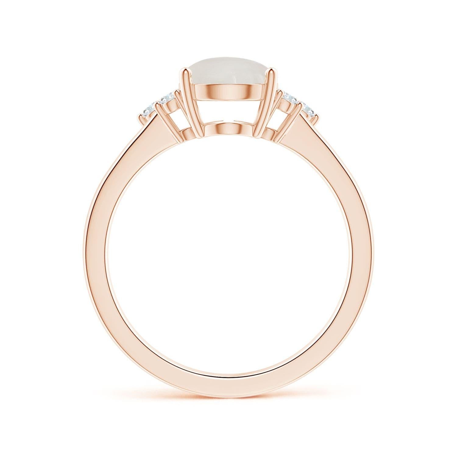 For Sale:  ANGARA GIA Certified Natural Rainbow Moonstone Ring in Rose Gold with Diamonds 2