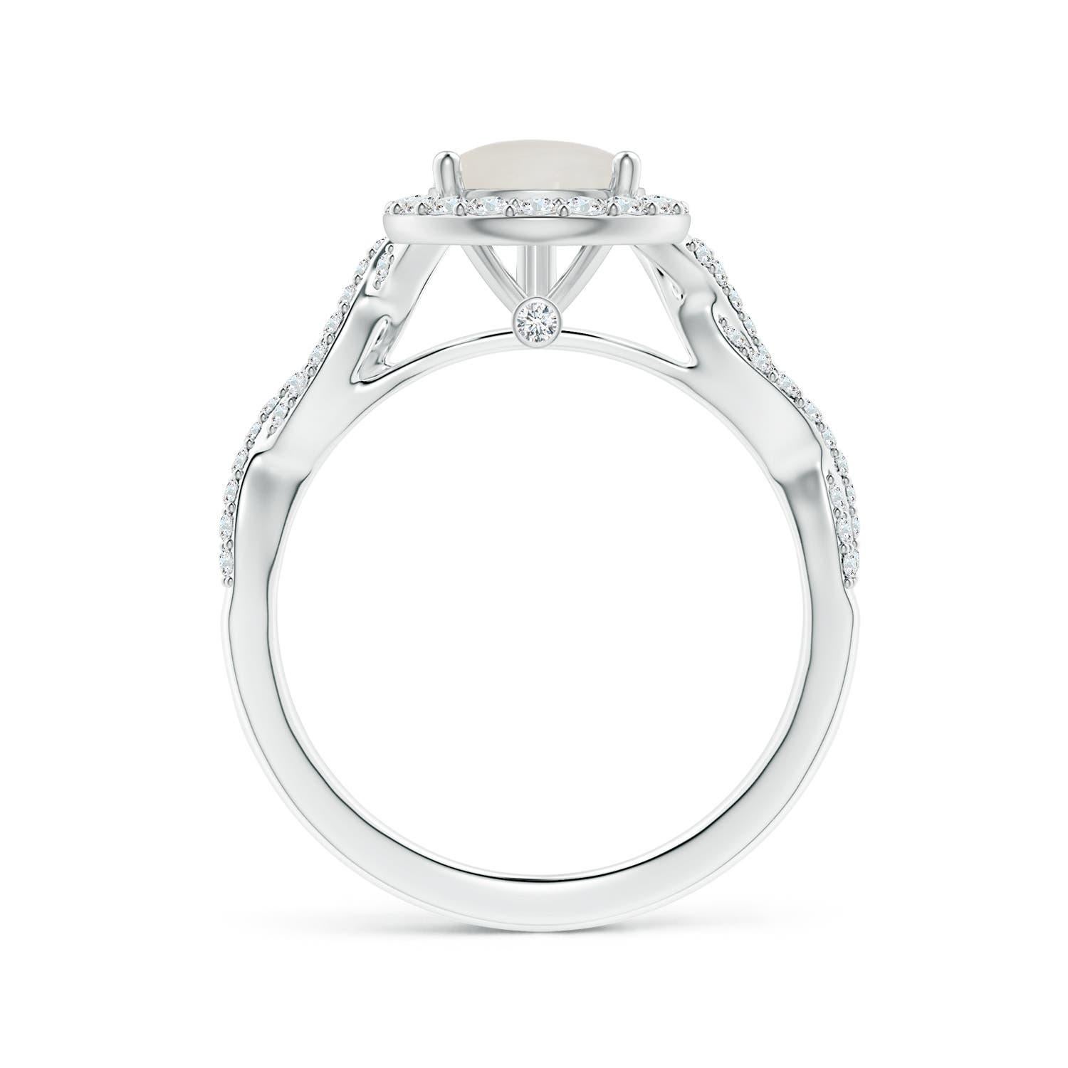 For Sale:  Angara GIA Certified Natural Rainbow Moonstone Ring in White Gold with Diamonds 2