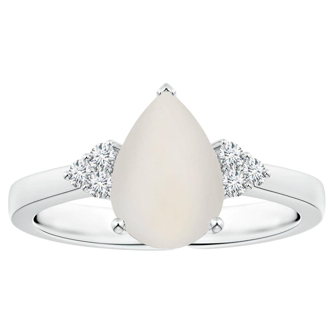 For Sale:  ANGARA GIA Certified Natural Rainbow Moonstone Ring in White Gold with Diamonds