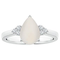 ANGARA GIA Certified Natural Rainbow Moonstone Ring in White Gold with Diamonds