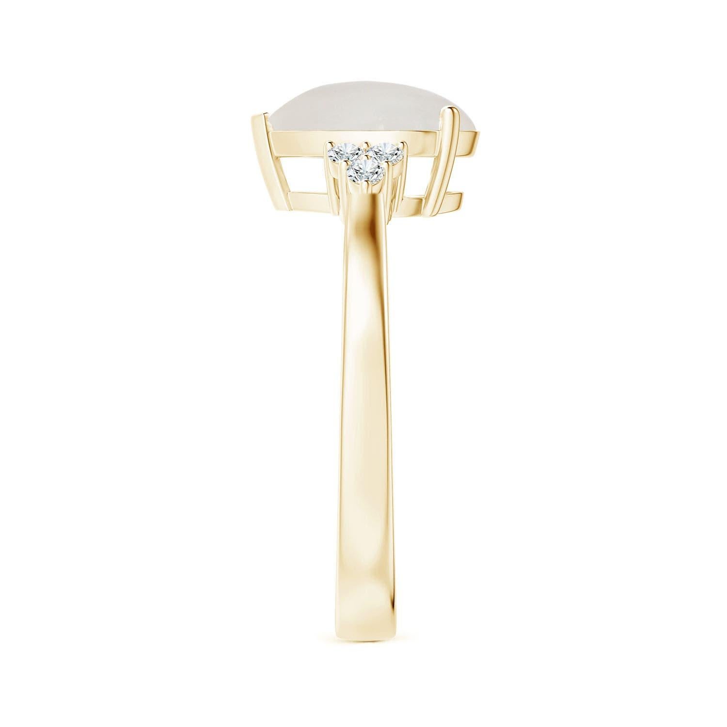 GIA Certified Natural Rainbow Moonstone Ring in Yellow Gold with Diamonds 4