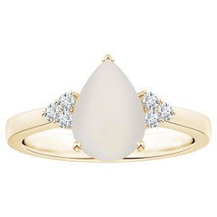 ANGARA GIA Certified Natural Rainbow Moonstone Ring in Yellow Gold with Diamonds