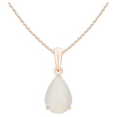 Angara Gia Certified Natural Rainbow Moonstone Solitaire Pendant in Rose Gold