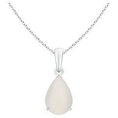 GIA Certified Natural Rainbow Moonstone Solitaire Pendant in White Gold