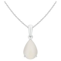 ANGARA GIA Certified Natural Moonstone Solitaire Pendant in 18K White Gold