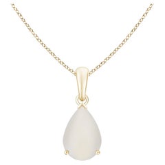 Angara Gia Certified Natural Rainbow Moonstone Solitaire Pendant in Yellow Gold