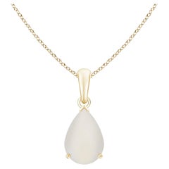 GIA Certified Natural Rainbow Moonstone Solitaire Pendant in Yellow Gold