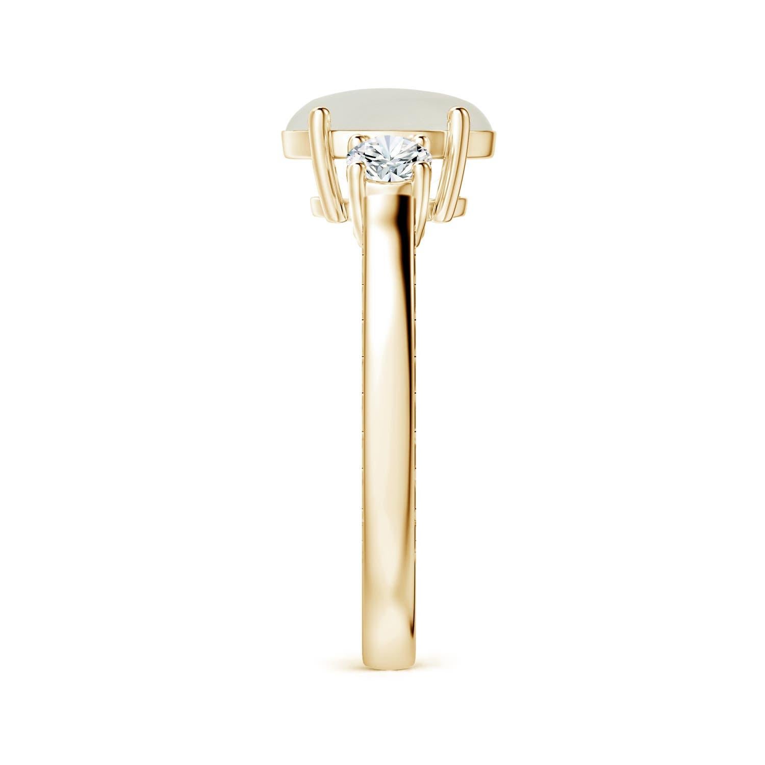 ANGARA GIA zertifizierter natürlicher Regenbogen-Mondstein-Ring aus Gelbgold mit drei Steinen () 4