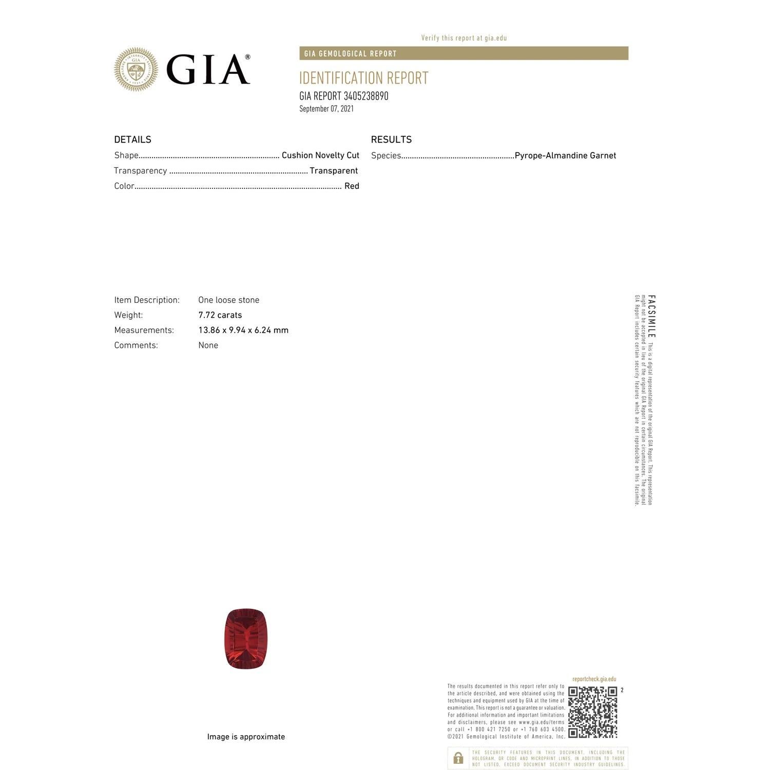 En vente :  ANGARA Bague en or blanc à 3 pierres avec grenat coussin rectangulaire naturel certifié par le GIA 3