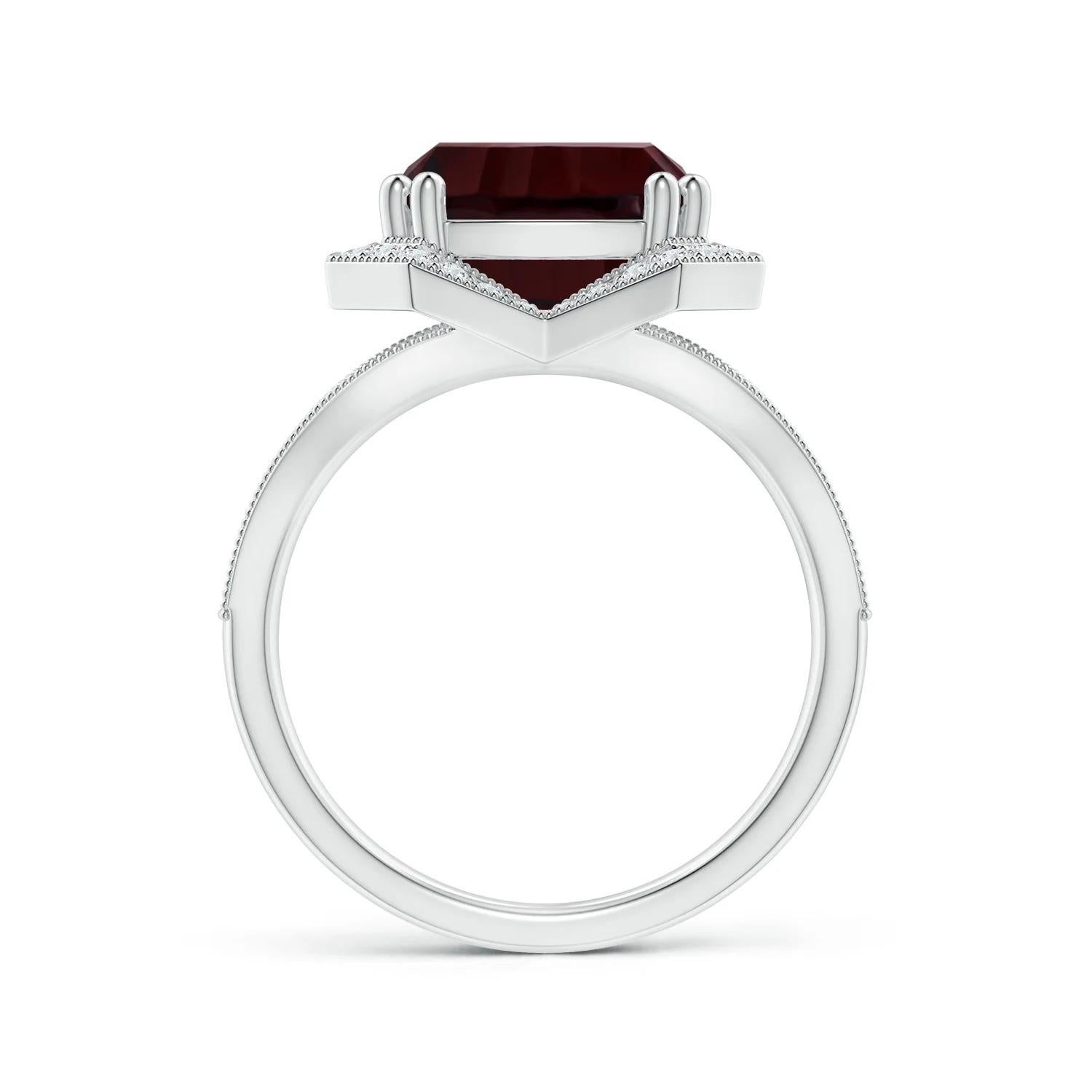 For Sale:  Angara Gia Certified Natural Rectangular Garnet Halo Cocktail Ring in White Gold 2