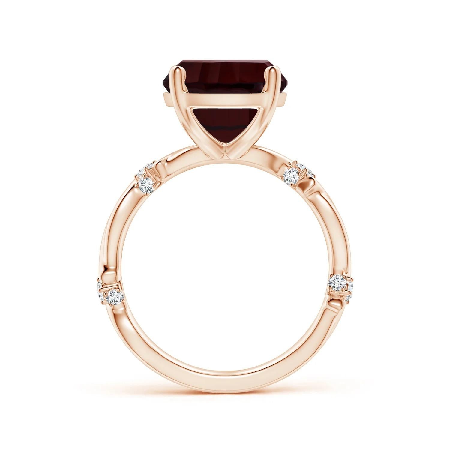 For Sale:  ANGARA GIA Certified Natural Rectangular Garnet Twist Shank Ring in Rose Gold 2