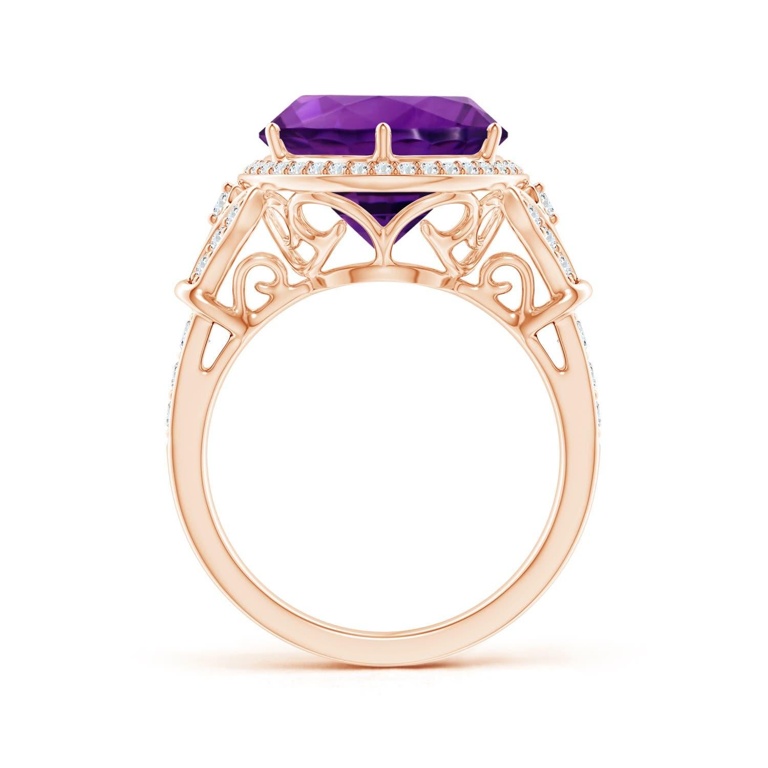 For Sale:  ANGARA GIA Certified Natural Round Amethyst Cocktail Ring in Rose Gold 2