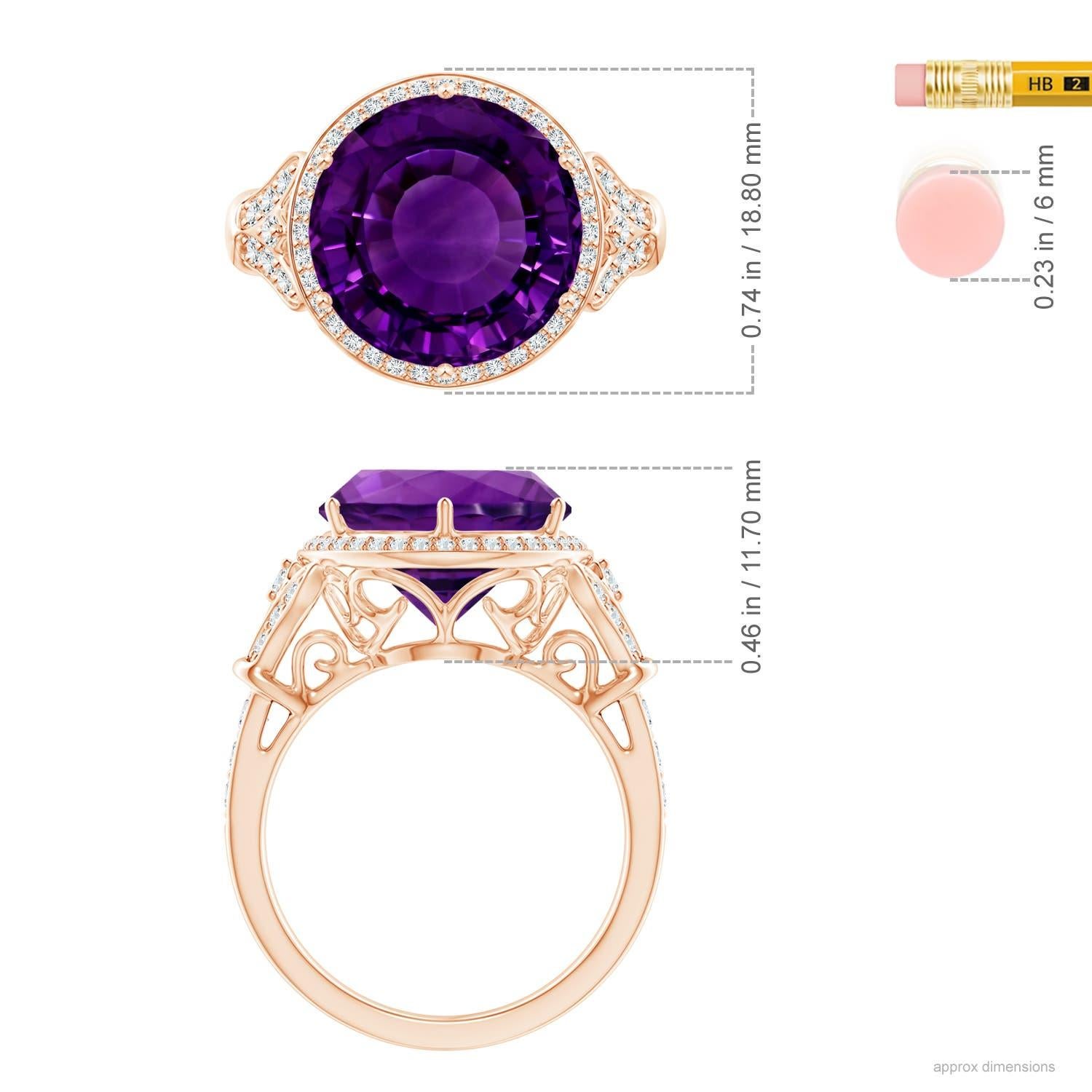 For Sale:  ANGARA GIA Certified Natural Round Amethyst Cocktail Ring in Rose Gold 4