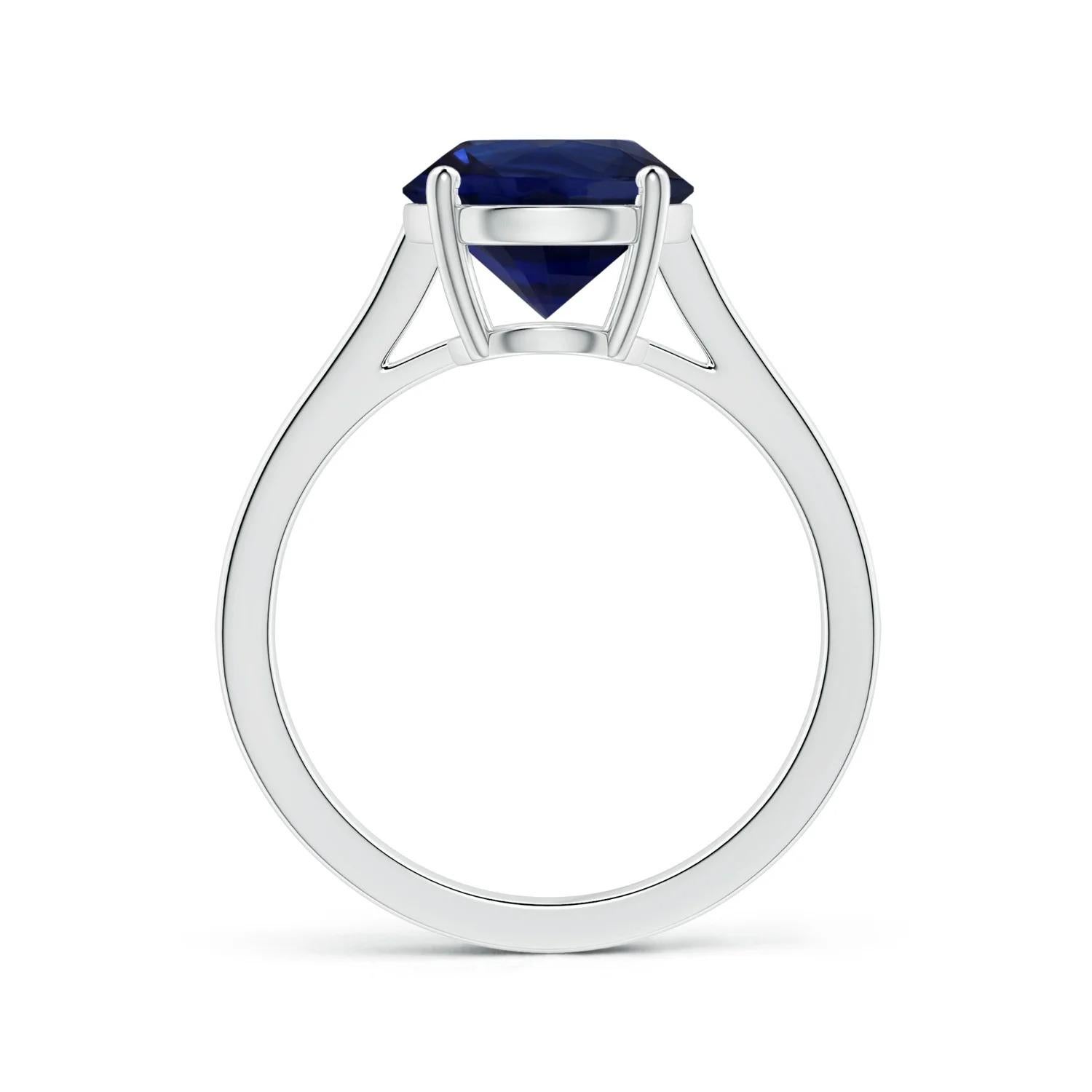 ANGARA GIA Certified Natural Round Blue Sapphire Ring in Platinum with Diamonds 2