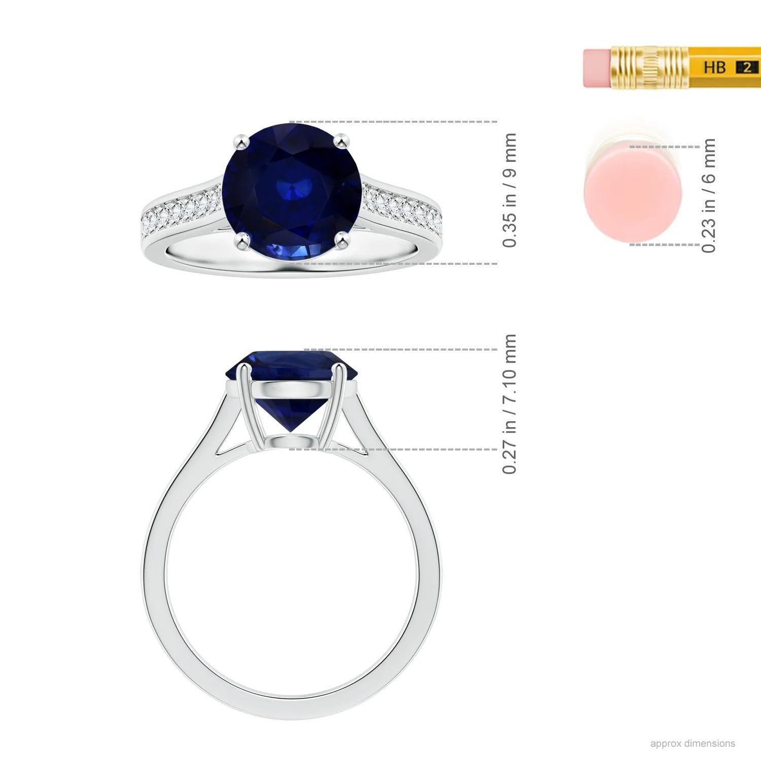 ANGARA GIA Certified Natural Round Blue Sapphire Ring in Platinum with Diamonds 5