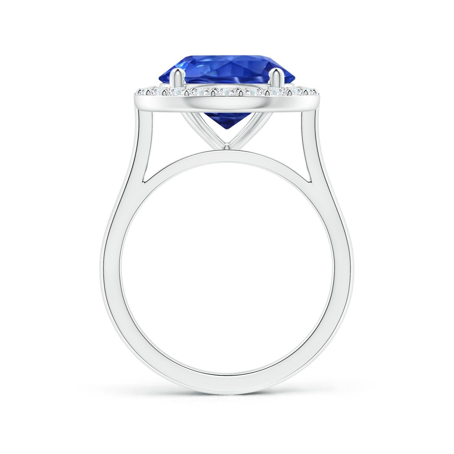 Angara Gia Certified Natural Round Blue Sapphire Ring in Platinum with Halo 2