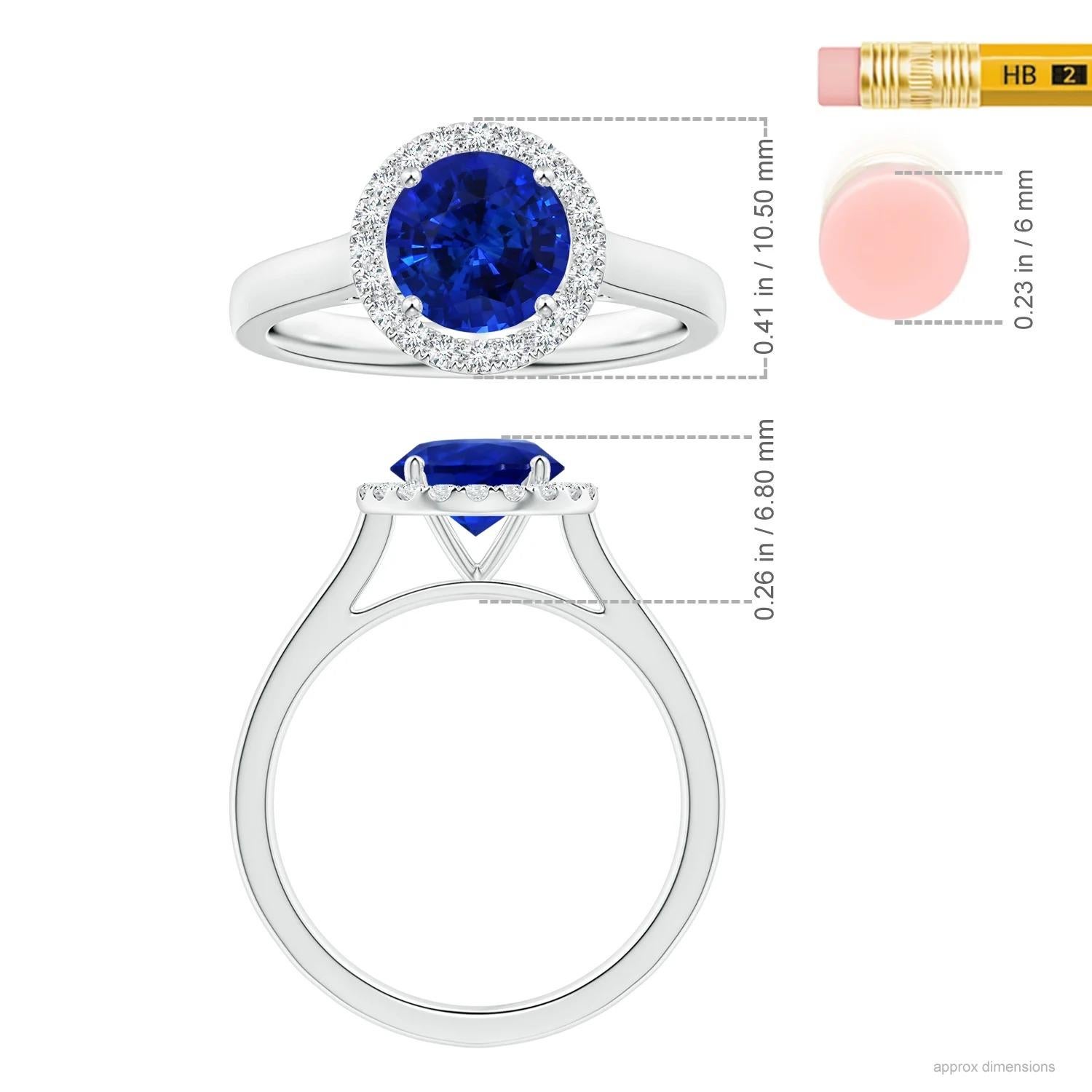 For Sale:  ANGARA GIA Certified Natural Round Blue Sapphire Ring in Platinum with Halo 5
