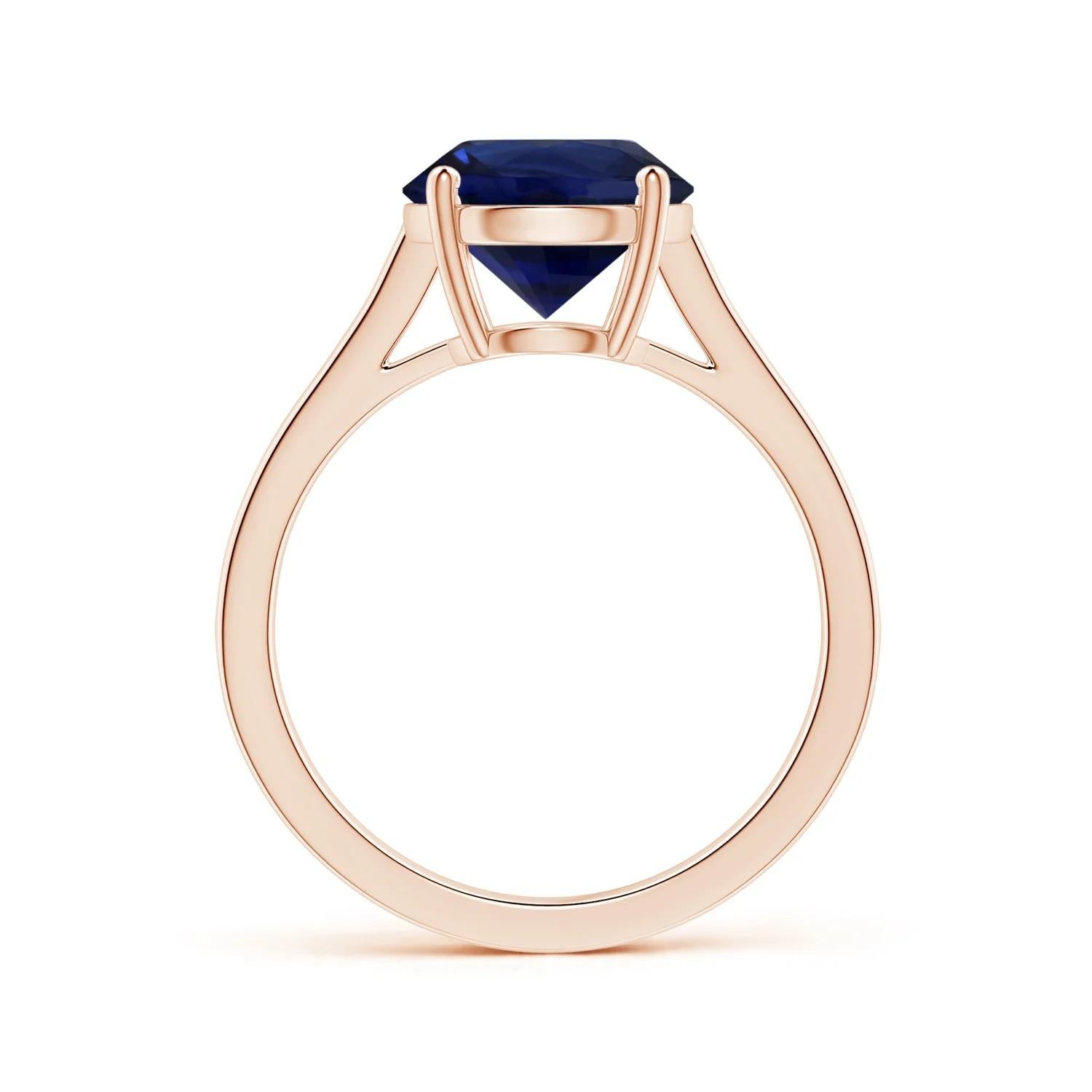 For Sale:  ANGARA GIA Certified Natural Round Blue Sapphire Ring in Rose Gold with Diamonds 2