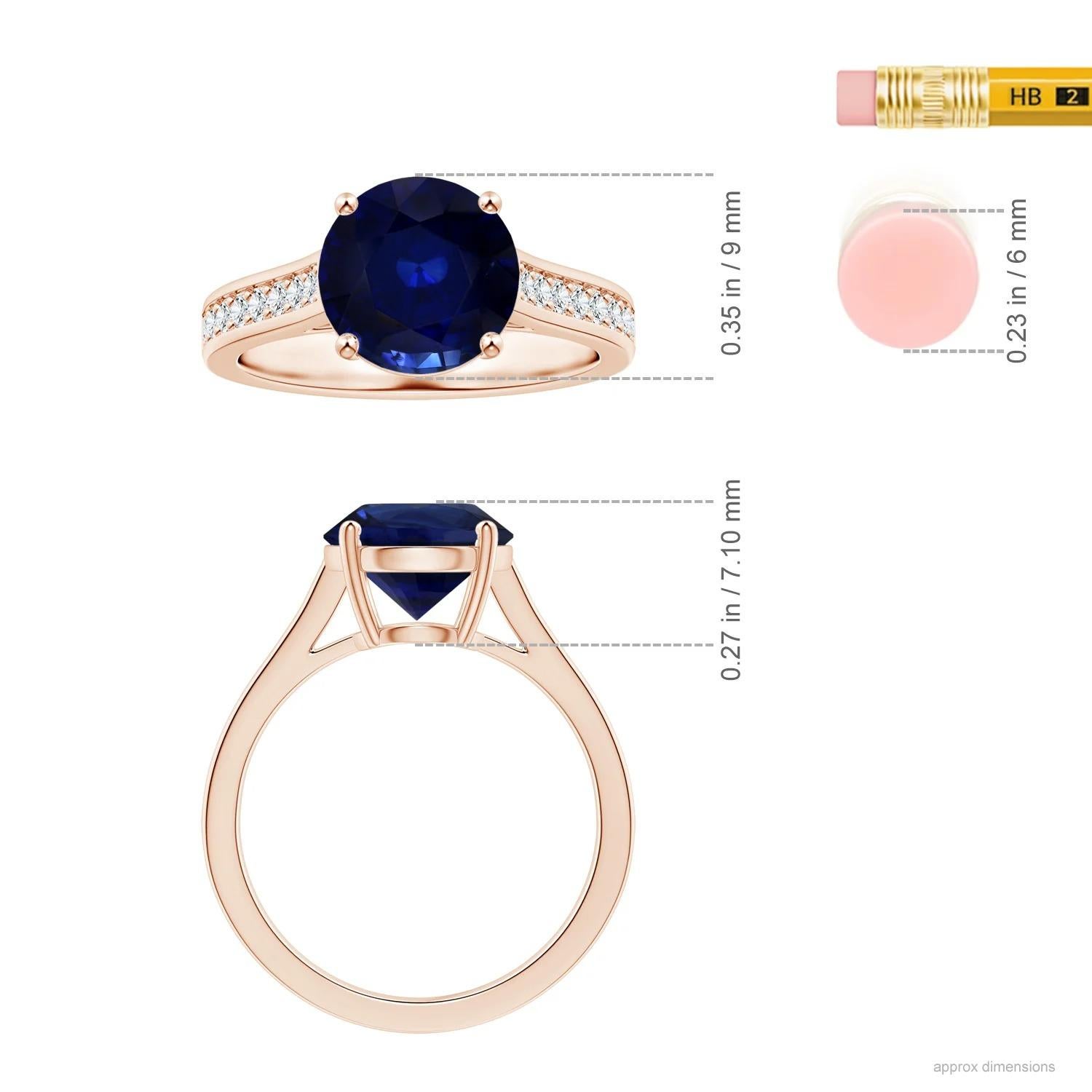 For Sale:  ANGARA GIA Certified Natural Round Blue Sapphire Ring in Rose Gold with Diamonds 5