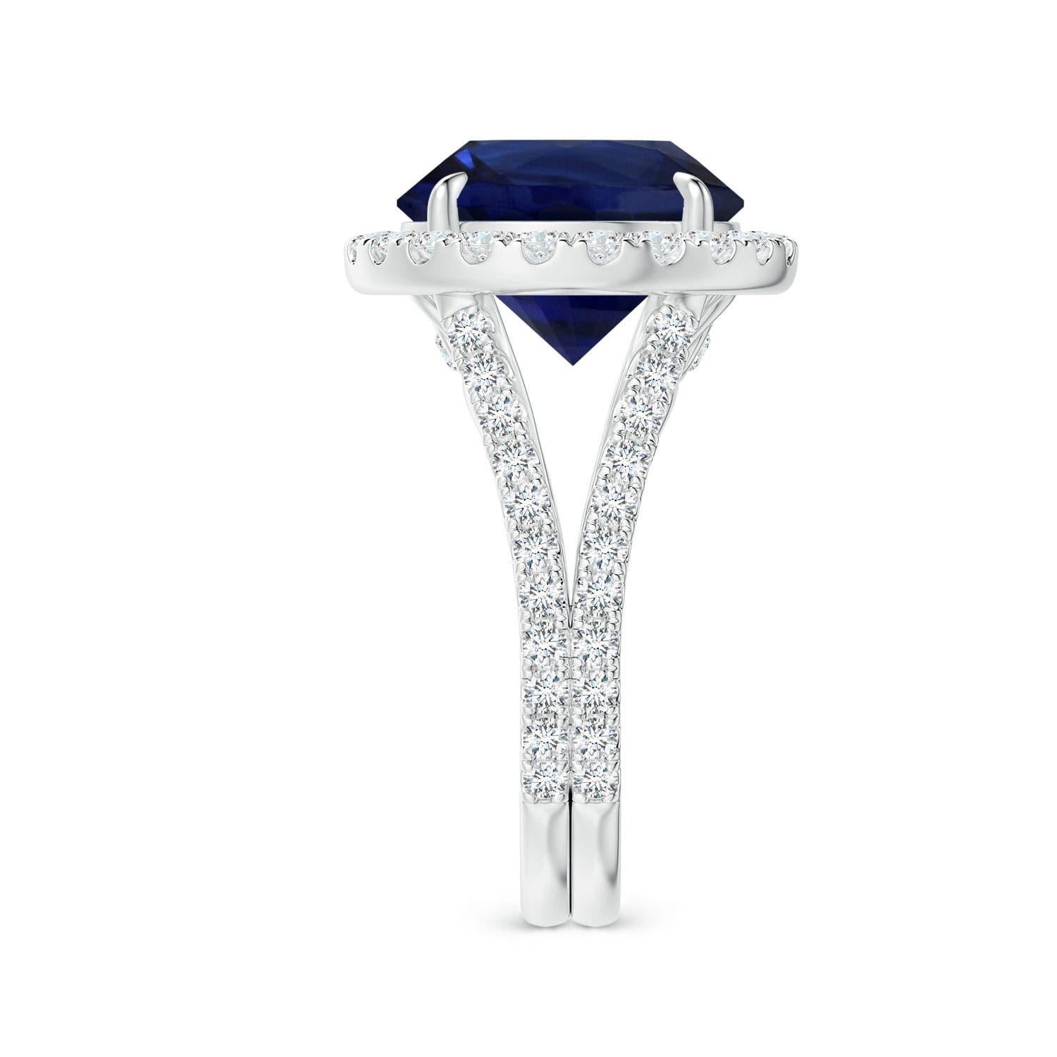 For Sale:  ANGARA GIA Certified Natural Round Ceylon Sapphire Ring in White Gold 4