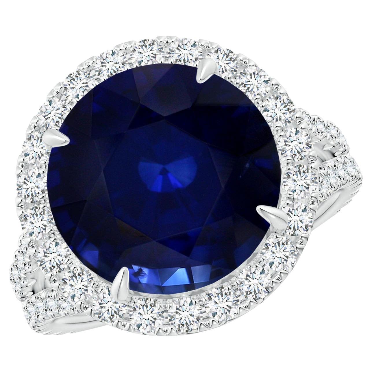 For Sale:  ANGARA GIA Certified Natural Round Ceylon Sapphire Ring in White Gold